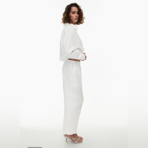 NWT Aritzia Little Moon Carlo Linen Pant White Small Organic linen relaxed pants - Picture 3 of 13